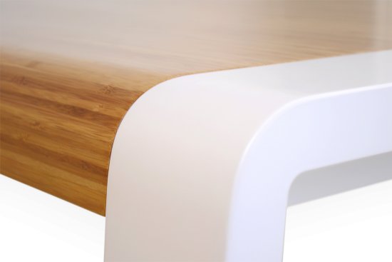 Table à manger Anka design bambou naturel en blanc