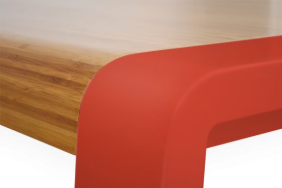 Table à manger Anka L design bambou massif en rouge