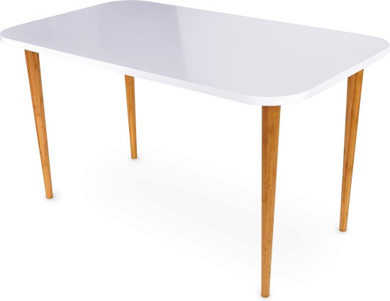 Table à manger design original bois laqué blanc Geisha en blanc