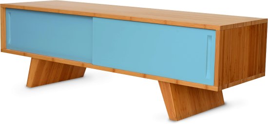 Meuble TV design en bambou Wasabi en bleu ciel