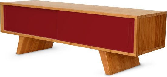 Meuble TV design en bambou Wasabi en rouge